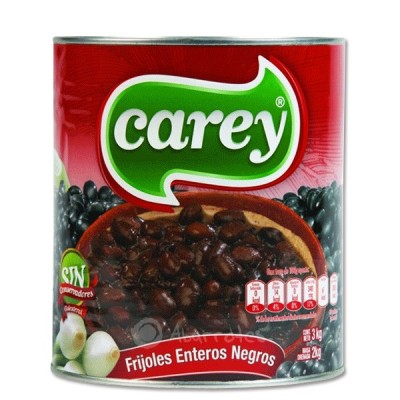 FRIJOLES NEGROS ENTEROS Lata, 3 kg, CAREY